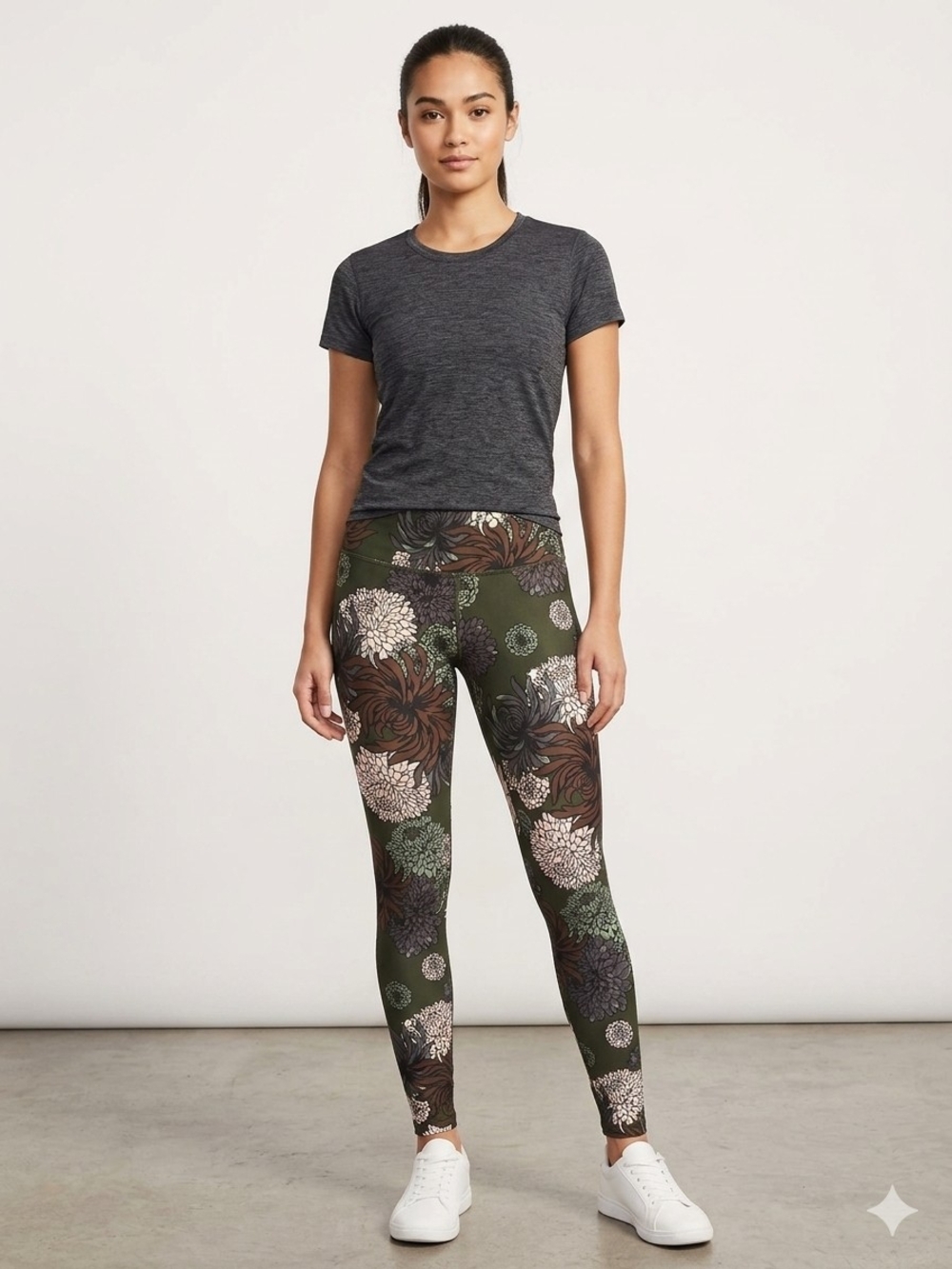 JoyLab Olive Green Floral High-Rise Leggings